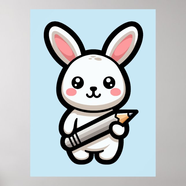 Studious Kawaii Bunny Poster (Vorne)
