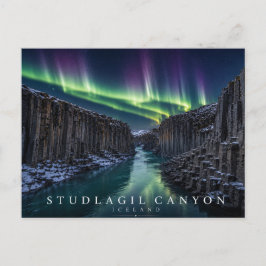 Stuðlagil Canyon Basaltsäulen Island Aurora Postkarte