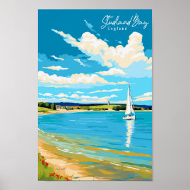 Studland Bay England Vintage Reise Illustration Poster