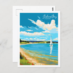 Studland Bay England Vintage Reise Illustration Postkarte
