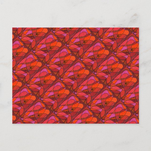 "Study in Reds" Abstrakte Postkarte mit gepolstert (Vorderseite)