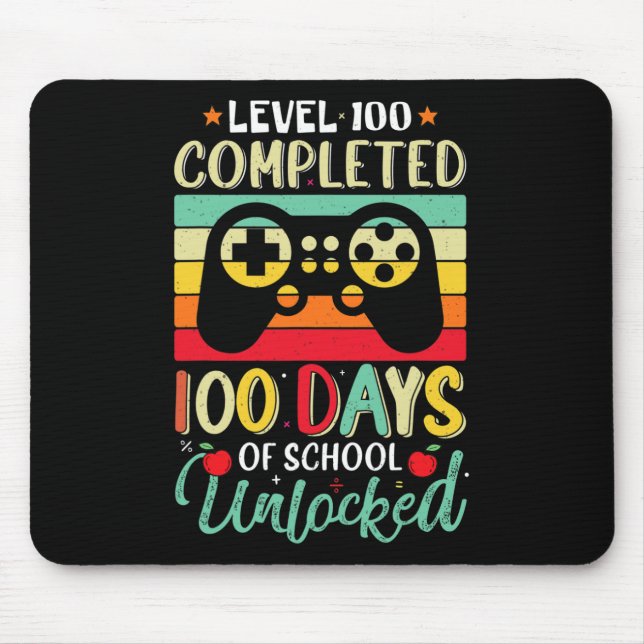 Stufe 100 Schultage Abschluss Gamer Boy Level Mousepad (Vorne)