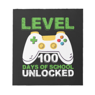 Stufe 100 Tage der Schule freigeschaltet Gamer Vid Notizblock