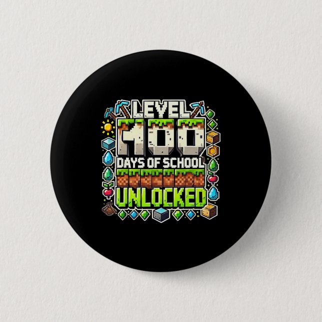 Stufe 100 Tage Schulstufe ungesicherte Pixel Art Button (Vorderseite)