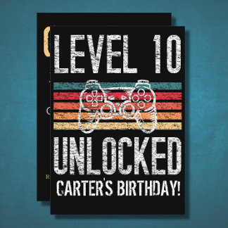 Stufe 10 Entsperrte 10. Geburtstag Personalisiert Einladung