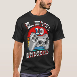 Stufe 10 Entsperrtes Matching Video Game 10. Gebur T-Shirt