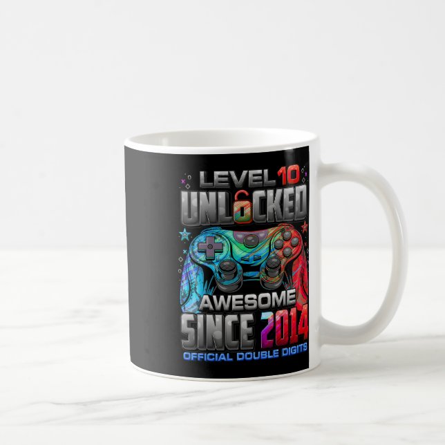 Stufe 10 Phantastisch seit 2014 10. Geburtstag Kaffeetasse (Rechts)