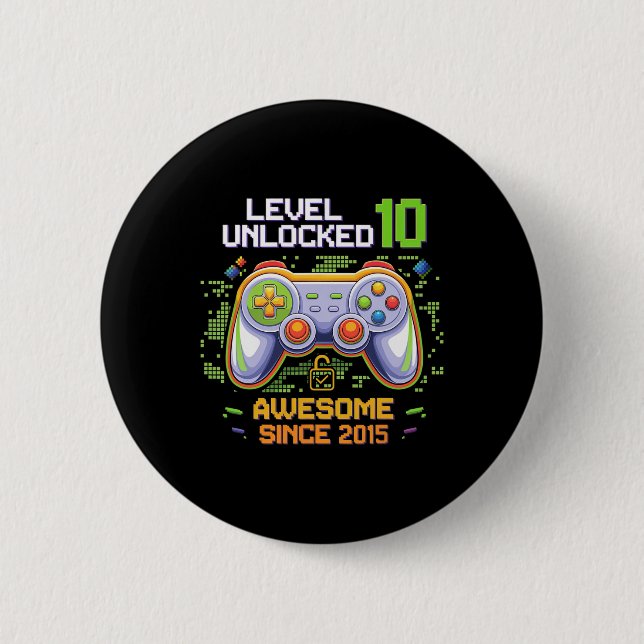 Stufe 10 Phantastisch seit 2015 10. Geburtstag Button (Vorderseite)