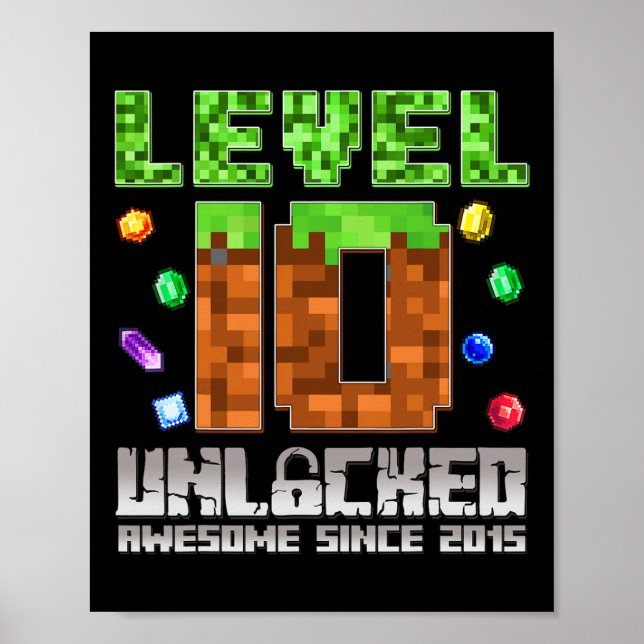 Stufe 10 Phantastisch seit 2015 10 Pixel Ga Poster (Vorne)