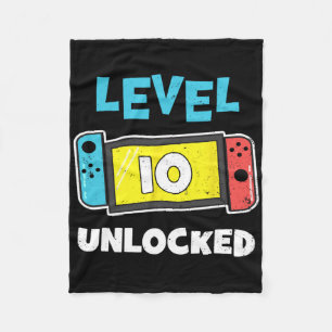 Stufe 10 Ungesperrter Gamer 10. Geburtstagsgeschen Fleecedecke