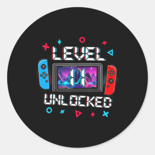 Stufe 11 Unverriegelter Gamer 11. Geburtstagsgesch Runder Aufkleber