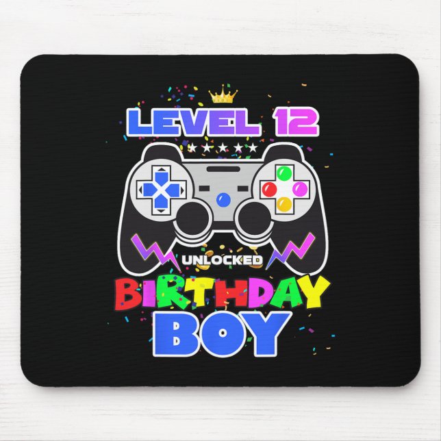 Stufe 12 Unverriegelter Geburtstag Junge 12. Gebur Mousepad (Vorne)