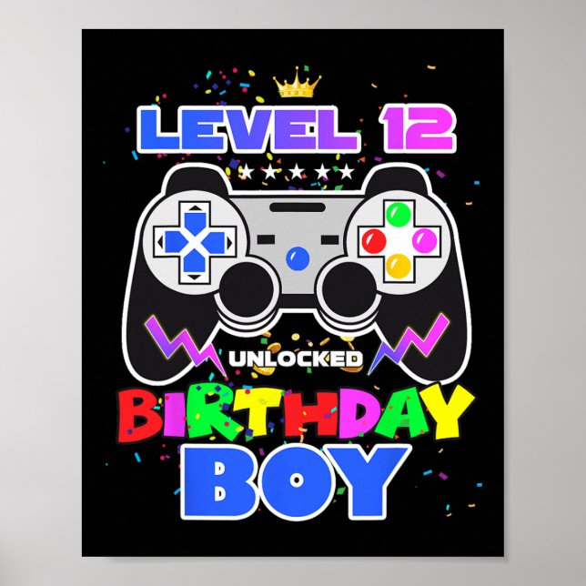 Stufe 12 Unverriegelter Geburtstag Junge 12. Gebur Poster (Vorne)