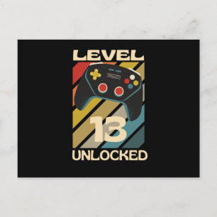Stufe 13 Freigeschaltet Lustige Gaming Postkarte