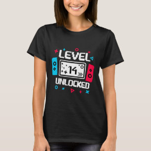 Stufe 14 Unverriegelter Gamer 14. Geburtstagsgesch T-Shirt