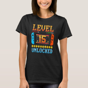 Stufe 15 Unverriegeltes 15. Geburtstag Videospiel T-Shirt