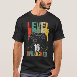 Stufe 16 Entsperrte 16. Video Gamer Geburtstag Jun T-Shirt