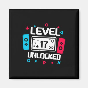 Stufe 17 Unverriegelter Gamer 17. Geburtstagsgesch Magnet
