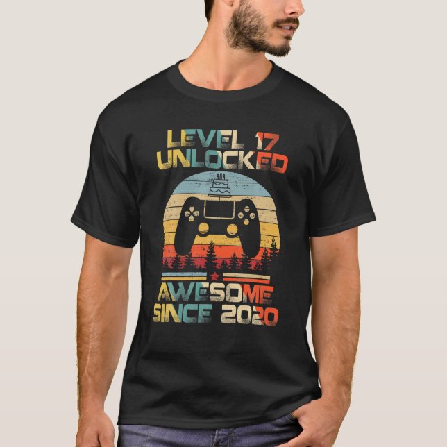Stufe 17 Unverschlossener 17-Jähriger Gamer 17. 17 T-Shirt (Vorderseite)