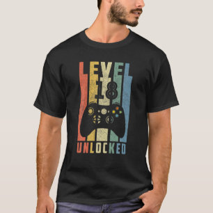 Stufe 18 Entsperrt T 18. Video Gamer Geburtstagska T-Shirt