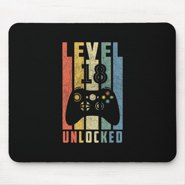 Stufe 18 freigeschaltet 18. Videospieler Geburtsta Mousepad (Vorne)