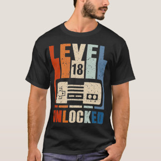 Stufe 18 Ungesperrtes Hemd 18. Video Gamer Geburts T-Shirt