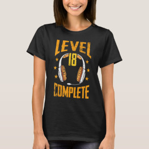 Stufe 18 Vollständiger Cooler Gamer 18. Geburtstag T-Shirt