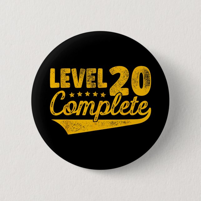 Stufe 20 Vollständiges Vintages 20. Hochzeitstag Button (Vorderseite)