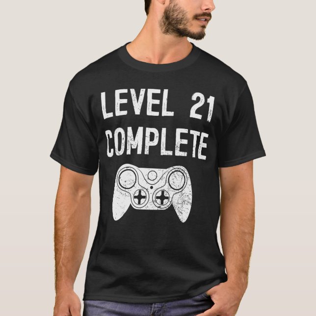 Stufe 21 Vollständiges 21-jähriges Gamer-Geschenk T-Shirt (Vorderseite)