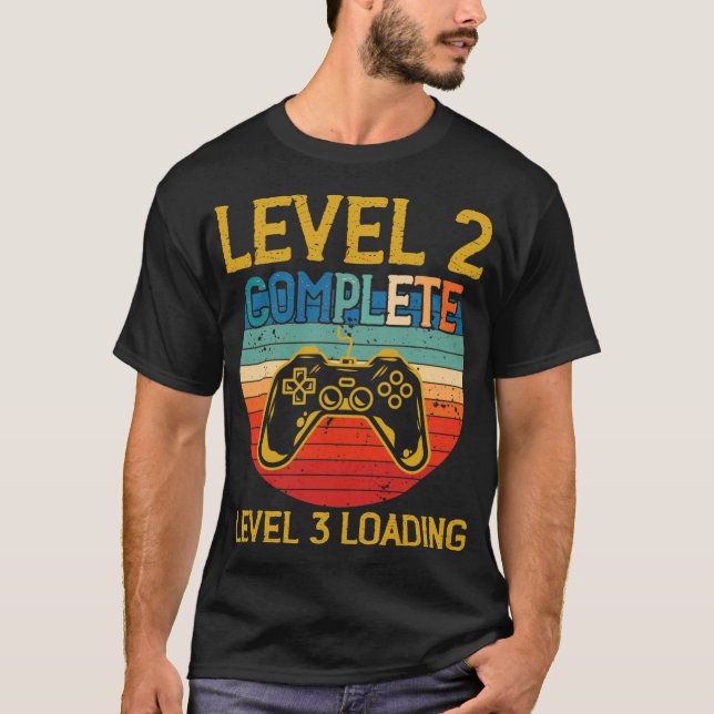 Stufe 2 Vollständiges Gamer-Jubiläum Stufe 3 Jahre T-Shirt (Vorderseite)