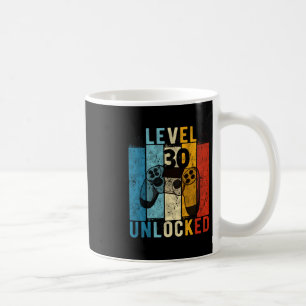 Stufe 30 freigeschalteter Videospieler 30 Jahre al Kaffeetasse