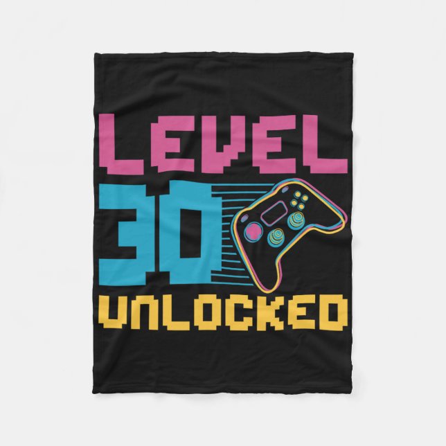 Stufe 30 Unverriegeltes Gaming Geburtstag Fleecedecke (Vorderseite)