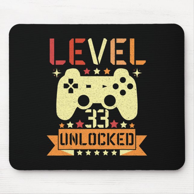Stufe 33 freigeschaltet Videospiel 33. Geburtstag  Mousepad (Vorne)