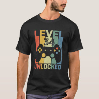 Stufe 34 Ungesperrter 34-jähriger Video-Gamer 34. T-Shirt