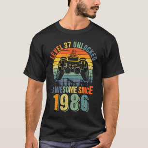 Stufe 37 Unverschlossen 37. Geburtstag Gamer 1986 T-Shirt
