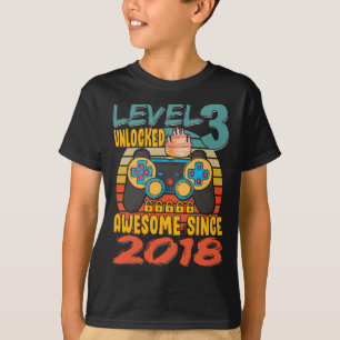 Stufe 3 Entsperrter Videospieler 3 Jahre alt 3 T-Shirt