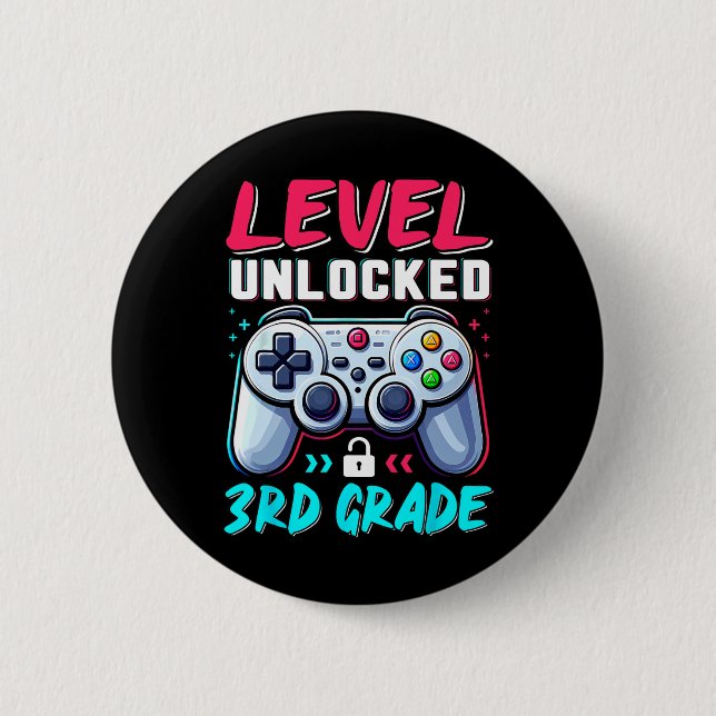 Stufe 3. Klasse freigeschaltet Zurück zur Schule T Button (Vorderseite)