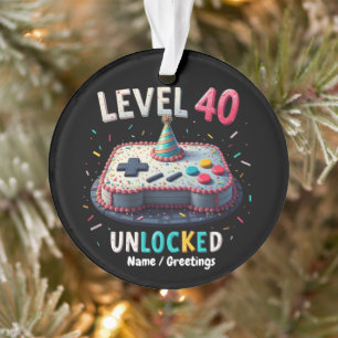 Stufe 40 freigeschaltet Gaming-Stil 40. Geburtstag Ornament