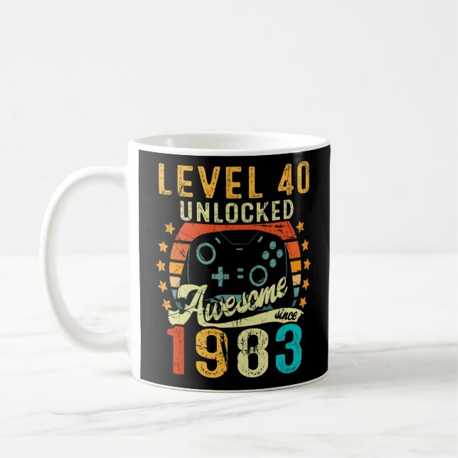 Stufe 40 Phantastisch seit 1983 40. Geburtstag Kaffeetasse (Links)