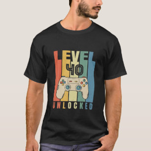 Stufe 40 Unverriegelter Gamer 40. Geburtstagsdekor T-Shirt