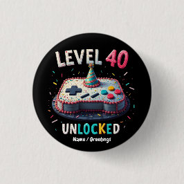 Stufe 40 Unverriegeltes Gaming Stil 40. Geburtstag Button