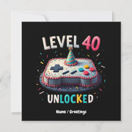 Stufe 40 Unverriegeltes Gaming Stil 40. Geburtstag Einladung