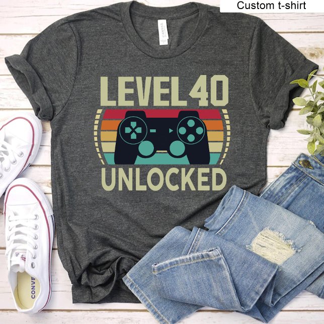 Stufe 40 Vintages Gaming 40. Geburtstag T-Shirt (Level 40 Unlocked Vintage Gaming 40th Birthday T-Shirt)