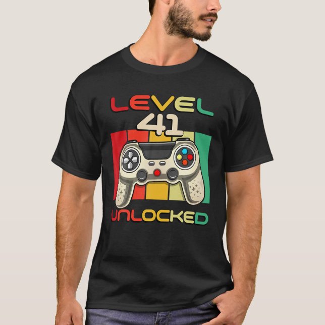 Stufe 41 Unverschlossener Videogamer Geboren 1980  T-Shirt (Vorderseite)