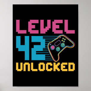 Stufe 42 Entsperrtes Gaming Geburtstag Poster