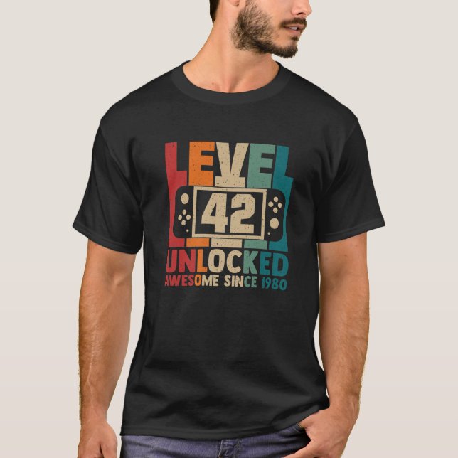 Stufe 42 Phantastisch 1980 VideoGamer 42 Bi entspe T-Shirt (Vorderseite)