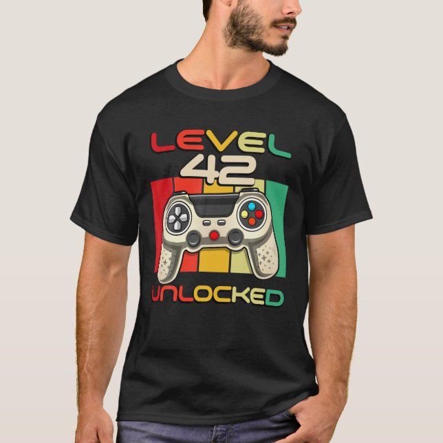Stufe 42 Unverriegelter Videogamer Geboren 1979 42 T-Shirt (Vorderseite)