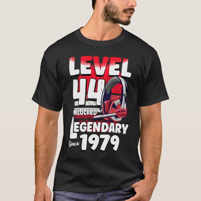 Stufe 44 Jahre unverschlossen Seit 1979 44. Gamer T-Shirt (Vorderseite)