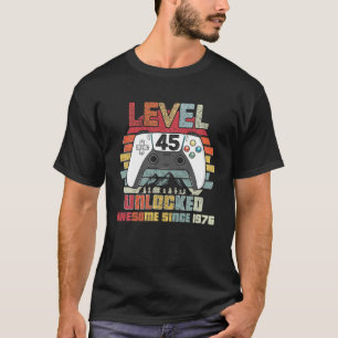Stufe 45 Entsperrter Video-Gamer 45 Jahre alt 45 B T-Shirt