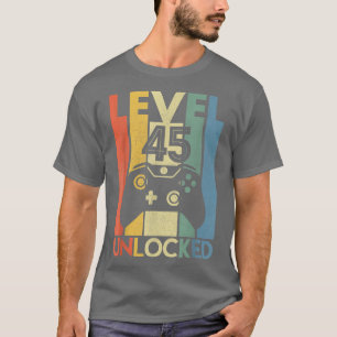 Stufe 45 UnverriegelterFunny Video Gamer 45Geburts T-Shirt